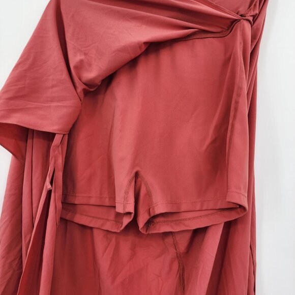 HALARA Breezeful Tie Front 2 In 1 Flowy Maxi Skirt Flame Red Size Small NWT - Picture 7 of 9